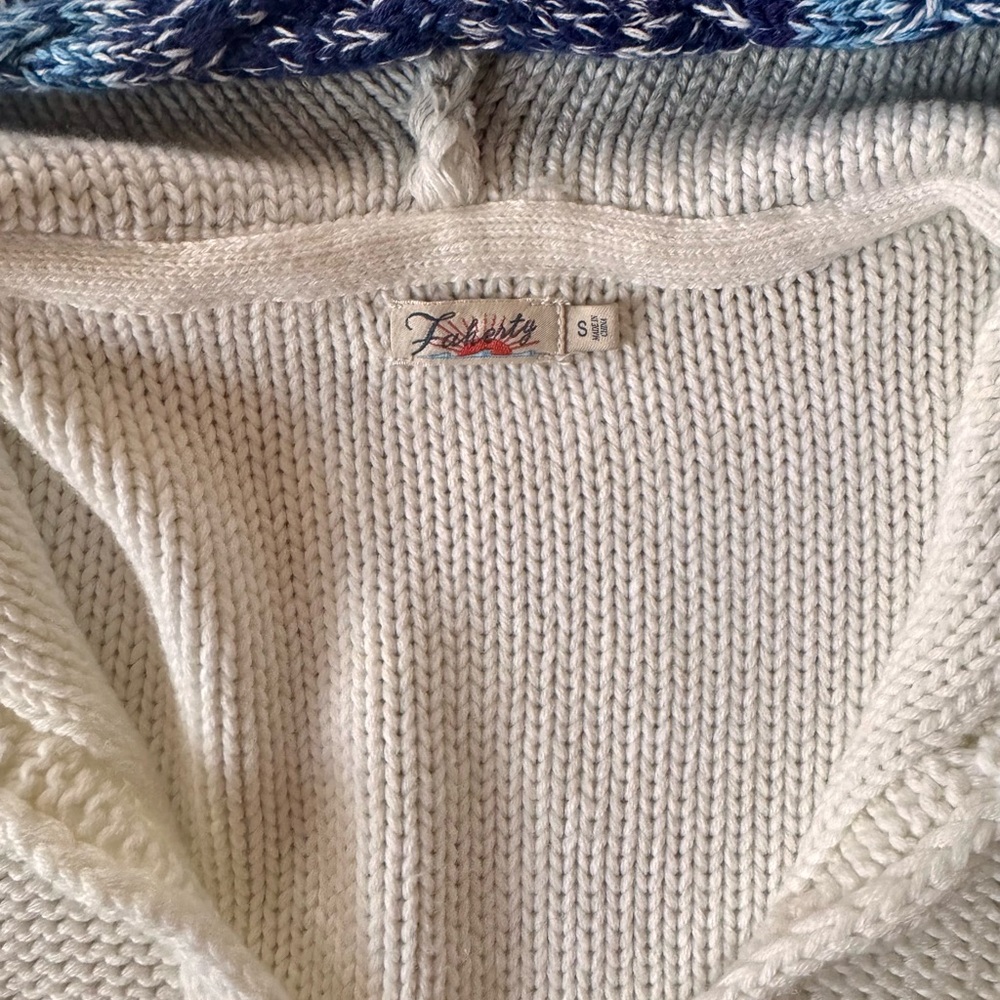 Faherty Blue and White Gradient Hooded Sweater - Picture 3 of 7